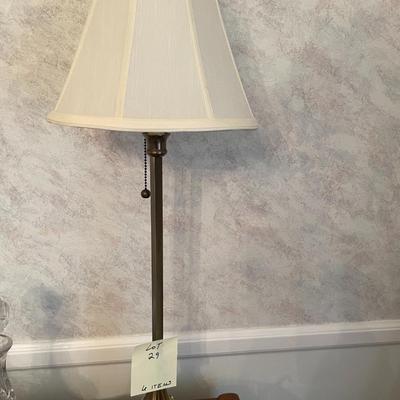 Sale Photo Thumbnail #97: Tall lamp, MCM trivets, amber relish dish with server - 6 itmes 