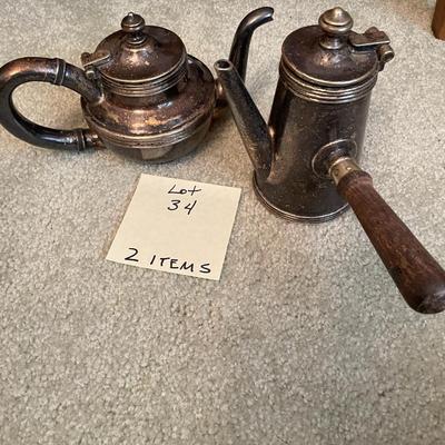 Sale Photo Thumbnail #114: Antique Chocolate & Tea Pots Joseph Heinrichs -silver soldered items from the Hotel Claridge 