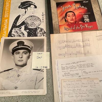 Sale Photo Thumbnail #150: Autographed photos, program booklet, & Yma Sumac Record set 