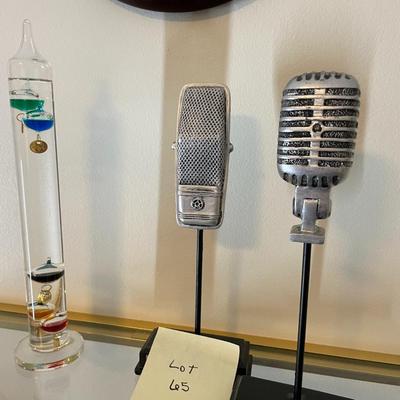 Sale Photo Thumbnail #173:  2 microphone props, sterling & noble clock and galileo thermometer 