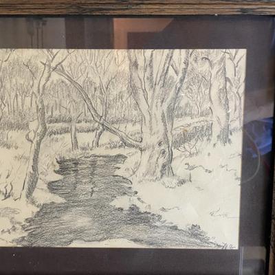 Sale Photo Thumbnail #181: 3 framed pieces - 2 original signed pieces 