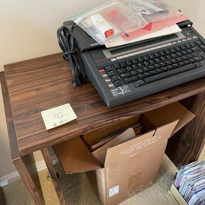 Sale Photo Thumbnail #202: Rolling Drop leaf office table and word processing typewriter - 2 pieces 