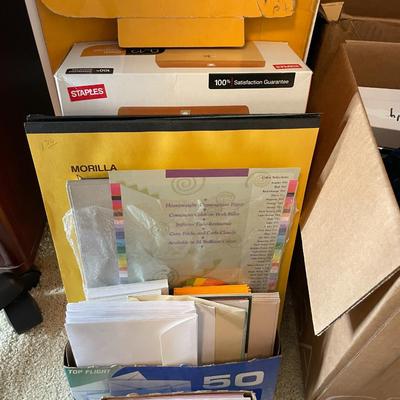 Sale Photo Thumbnail #207: 2 boxes plus of misc offices supplies &greeting  cards 