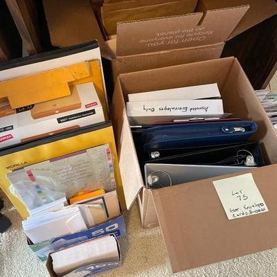 Sale Photo Thumbnail #206: 2 boxes plus of misc offices supplies &greeting  cards 