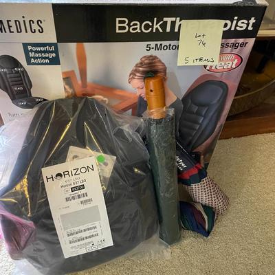 Sale Photo Thumbnail #211: Back brace, back seat massager, 3 umbrellas - 5 items 