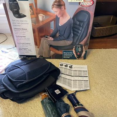 Sale Photo Thumbnail #212: Back brace, back seat massager, 3 umbrellas - 5 items 