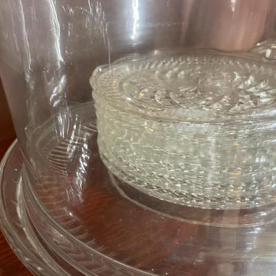 Sale Photo Thumbnail #244: 2 Cake plates, glass fruit basket and fostoria candy dish  and serving dishes - 12 items 