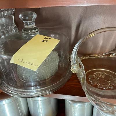 Sale Photo Thumbnail #242: 2 Cake plates, glass fruit basket and fostoria candy dish  and serving dishes - 12 items 