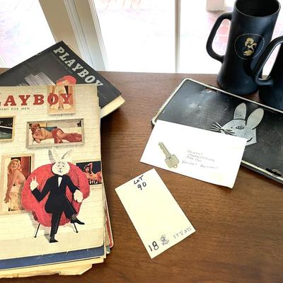 Sale Photo Thumbnail #253: 2 Playboy beer mugs, license play and orginial playboy key circa 1961 - You must be 18 years old in order to purchase and pickup this item 