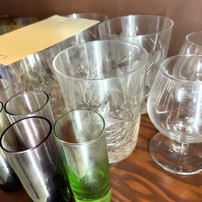 Sale Photo Thumbnail #259:  a group of misc glasses (juice, highballs, shot glasses and small wine glasses - 26 pieces 