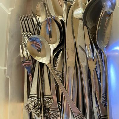 Sale Photo Thumbnail #265: 2 bins of stainless flatware 