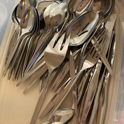 Sale Photo Thumbnail #266: 2 bins of stainless flatware 