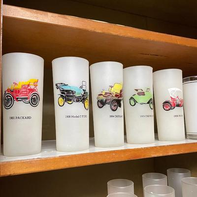 Sale Photo Thumbnail #318: Frosted antique cars, 6 Lily glasses and more