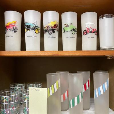 Sale Photo Thumbnail #316: Frosted antique cars, 6 Lily glasses and more