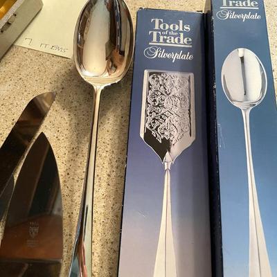 Sale Photo Thumbnail #332: (2) 3 pience serving pieces plus silverplate servers 