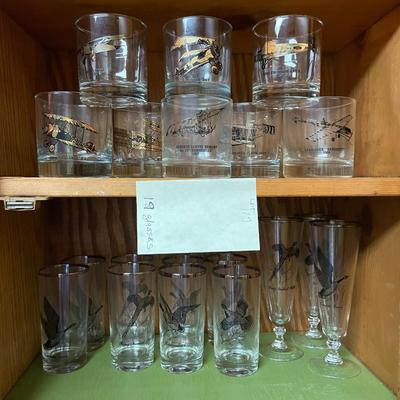 Sale Photo Thumbnail #342: Set of Federal Glass Sportsmen group, Vintage aviation Glasses, 19 Pieces