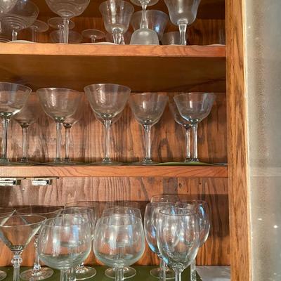 Sale Photo Thumbnail #358: A variety of wine, port and champagne glasses - 60 pieces