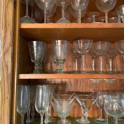 Sale Photo Thumbnail #357: A variety of wine, port and champagne glasses - 60 pieces