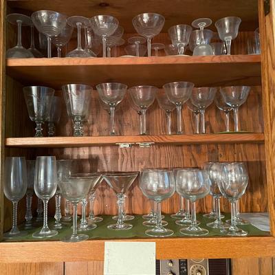 Sale Photo Thumbnail #356: A variety of wine, port and champagne glasses - 60 pieces