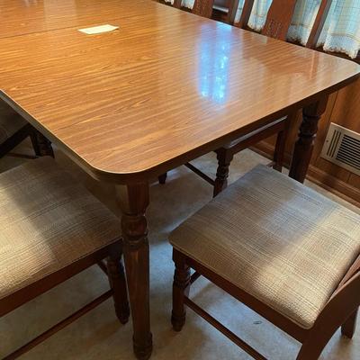 Sale Photo Thumbnail #361: Table with formica top includes 1 leaf and 6 chairs 