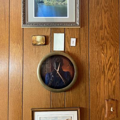 Sale Photo Thumbnail #384: Misc wall hangings and 1 clock