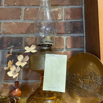 Sale Photo Thumbnail #425: oil lamp, candleholder,baxkers and bronze plate