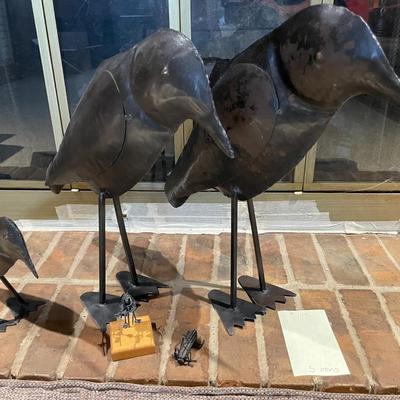 Sale Photo Thumbnail #432: 3 large black metal birds, metal grasshopper & metal sand flea