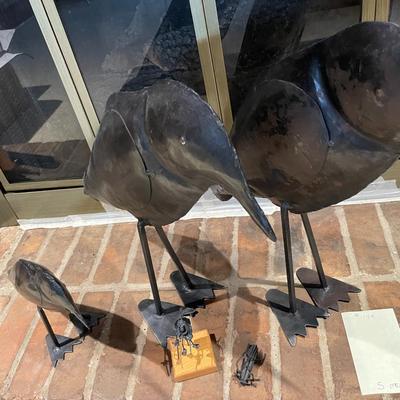 Sale Photo Thumbnail #430: 3 large black metal birds, metal grasshopper & metal sand flea