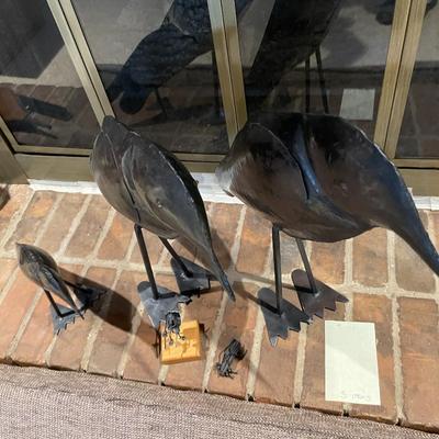 Sale Photo Thumbnail #431: 3 large black metal birds, metal grasshopper & metal sand flea
