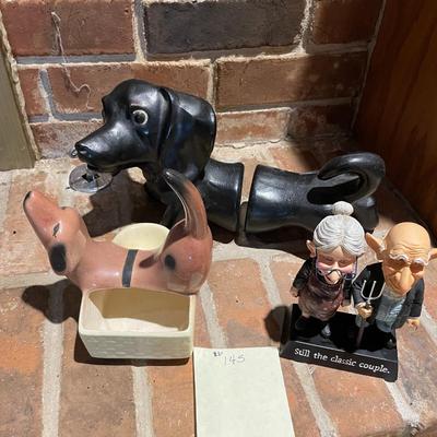 Sale Photo Thumbnail #434: dauschund planter & bookends, small statue