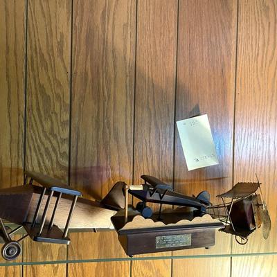 Sale Photo Thumbnail #456: Wood and wood/metal airplane art pieces 