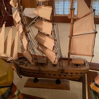 Sale Photo Thumbnail #483: Man/Female Signed Sculptures and Wood Decorative Ship