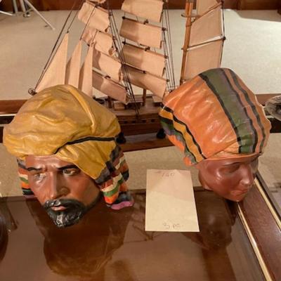 Sale Photo Thumbnail #480: Man/Female Signed Sculptures and Wood Decorative Ship