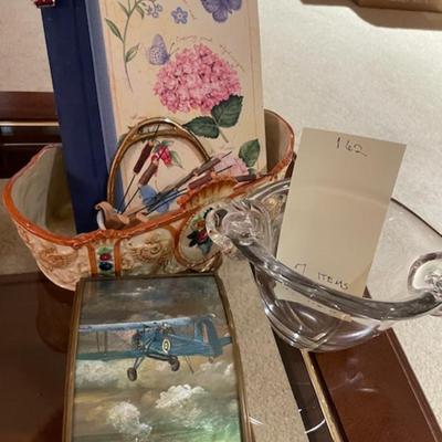 Sale Photo Thumbnail #486: Decorative glass bowl, music box, etc