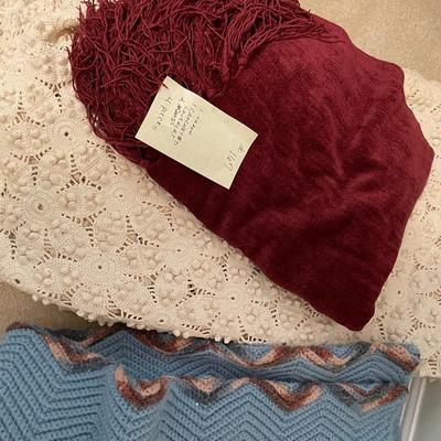 Sale Photo Thumbnail #506: 1 crocheted Coverlet, 1 throw, 2 afghans 