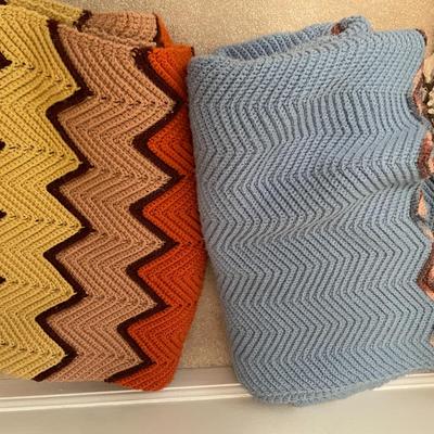 Sale Photo Thumbnail #505: 1 crocheted Coverlet, 1 throw, 2 afghans 
