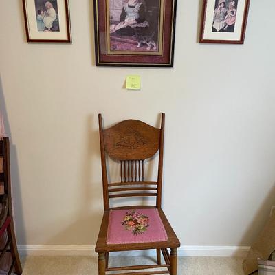 Sale Photo Thumbnail #562: Pink embroidery chair & footstool 
