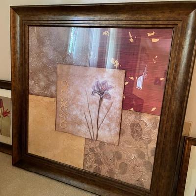 Sale Photo Thumbnail #578: 3 pieces of framed decorative wall art, 1 basket and 6 pillows