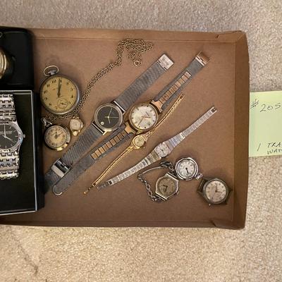 Sale Photo Thumbnail #626: 1 Tray of 12 watches - wrist, pocket and necklace watches 