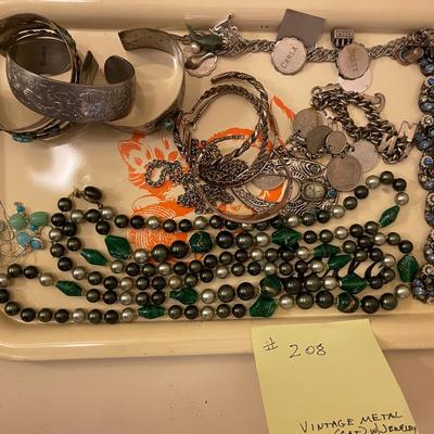 Sale Photo Thumbnail #634: Asst Silver type necklaces and bracelets 