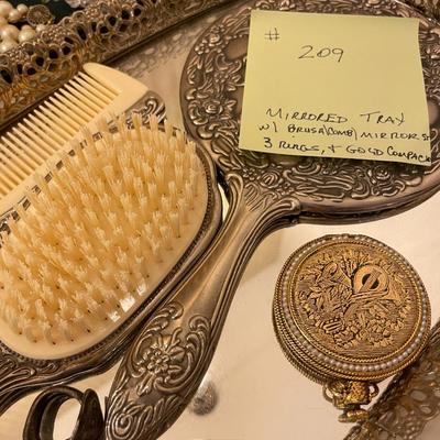 Sale Photo Thumbnail #638: Silver toned vanity set with spoon rings 