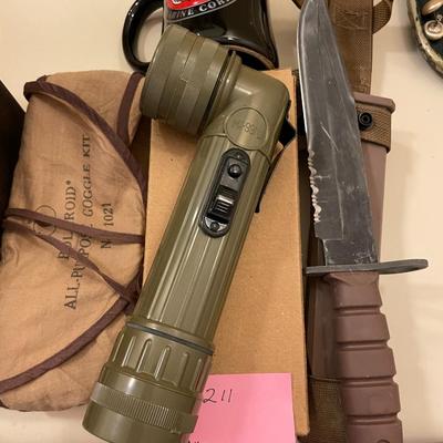 Sale Photo Thumbnail #644: Set of googles, knife, flashlight and mug 