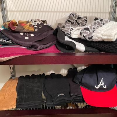 Sale Photo Thumbnail #681: Asst of Men's Scarves, hats, gloves, belts, suspenders and shoe care 