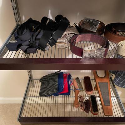 Sale Photo Thumbnail #682: Asst of Men's Scarves, hats, gloves, belts, suspenders and shoe care 