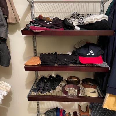 Sale Photo Thumbnail #680: Asst of Men's Scarves, hats, gloves, belts, suspenders and shoe care 
