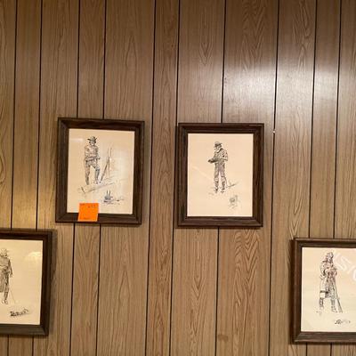 Sale Photo Thumbnail #714: Charles Russell Sketch Prints Lot of 4 includes "The Stage Driver", "Wood Hawk", "The Prospector", "The Trapper"