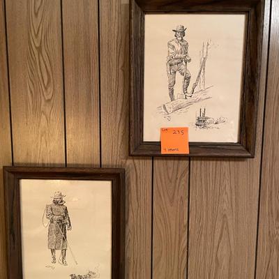 Sale Photo Thumbnail #715: Charles Russell Sketch Prints Lot of 4 includes "The Stage Driver", "Wood Hawk", "The Prospector", "The Trapper"