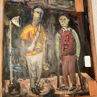 Sale Photo Thumbnail #726: "Hidden Boats" Oil Painting Signed Marvin M. Sigel includes another painting behind frame by Sigel