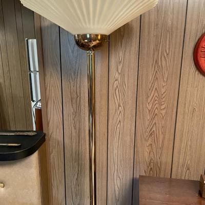 Sale Photo Thumbnail #730: Art Deco Brass Torchiere Floor Lamp 1970's Hollywood Regency 