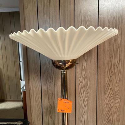 Sale Photo Thumbnail #732: Art Deco Brass Torchiere Floor Lamp 1970's Hollywood Regency 